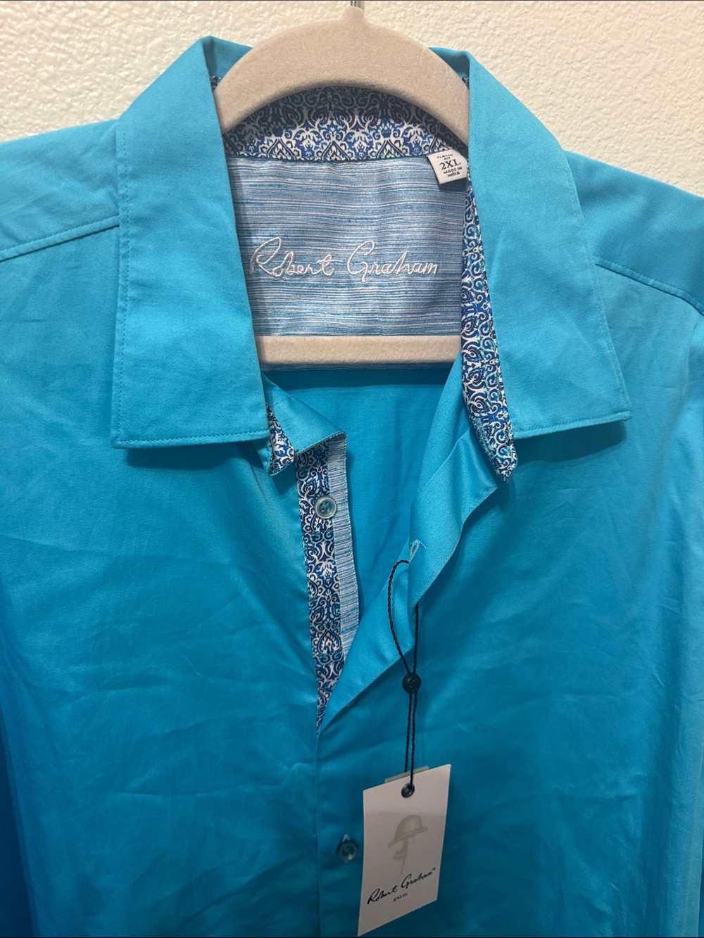 Robert Graham Bright Turquoise Button-Down Shirt - Picture 2 of 5